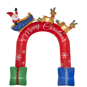 lot 163 image: Outsunny 9Ft Christmas Inflatables Outdoor Decorations Arch with Santa Claus Riding A Sled,Blow-Up Led Yard Christmas Decor for Garden,Lawn,Party,Red Polyester Household