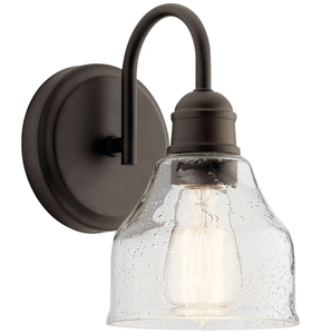 lot 173 image: Avery Wall Sconce 1-Light Clear Seeded Glass Size5.5 W x 9.5 H x 8.25 D Model45971OZ