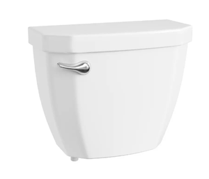 lot 177 image: Proflo Calhoun 1.28 gpf Single Flush Toilet Tank with Left-Hand Trip Lever in White (Transit Damage, See Photos)