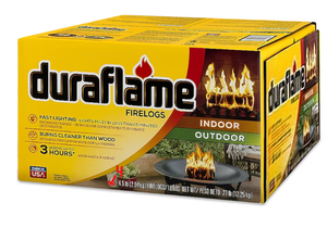 lot 186 image: Duraflame  Indoor Outdoor Fireplace Fire Pit Firelog 3 Hr Burn Time (4 Pack, Missing 2)
