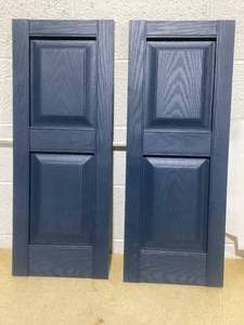 lot 380 image: Mid America Vinyl Shutters, Raised Panel Shutters Midnight Blue 12 x 31