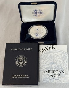 lot 10 image: 2000 P-American Eagle One Ounce Proof Silver Bullion Coin - original package with COA