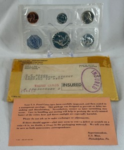 lot 29 image: 1963 Proof Mint Uncirculated 5 Coin Set (P) - original pacakge with COA and envelope