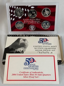 lot 46 image: 2004 State Quarters Silver Proof Set - original package with COA
