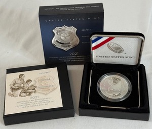 2021 P-National Law Enforcement Memorial & Museum Proof Silver Dollar - original package with COA