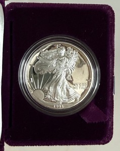 1993 P-American Eagle One Ounce Proof Silver Bullion Coin - original package with COA
