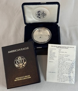 1996 P-American Eagle One Ounce Proof Silver Bullion Coin - original package with COA