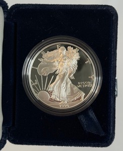 1996 P-American Eagle One Ounce Proof Silver Bullion Coin - original package with COA