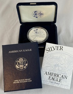 lot 6 image: 2002 W-American Eagle One Ounce Proof Silver Bullion Coin - original package with COA