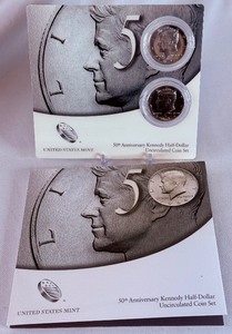 lot 61 image: 2014 50th Anniversary Kennedy Half Dollar 2 Coin Uncirculated Set - original package with COA