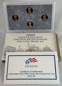lot 70 image: 2009 S-Lincoln Bicentennial One Cent Proof Set - original package with COA