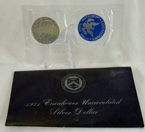 lot 88 image: 1971 S-Eisenhower Uncirculated Silver Dollar - original package with COA