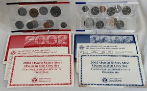 lot 101 image: 2002 uncirculated P & D us mint coin set OGP (20 coins) - original pacakge with COA and envelope