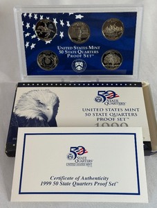 lot 123 image: 1999 State Quarters Proof Set - original package with COA