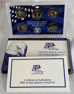 lot 132 image: 2000 State Quarters Proof Set - original package with COA