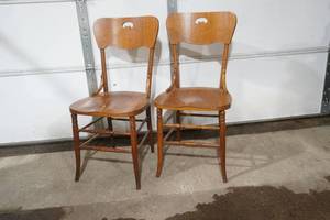 lot 20 image: 2 antique wood dining chairs