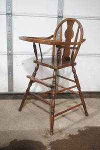 lot 28 image: antique high chair with flip over tray