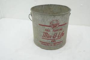 lot 85 image: Vintage Frabills Full Floating Min-O-Life #480. Galvanized Bait Bucket