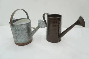 lot 104 image: Galvanized Watering Can and Metal Watering Can