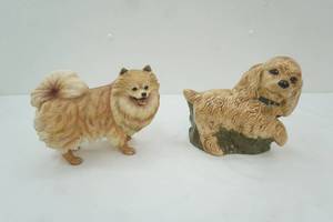 lot 124 image: 2 ceramic puppy statues 7 & 8 tall