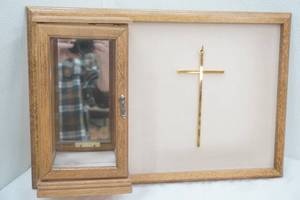 lot 162 image: Wall Hang with Mirrored Shadow Box and cross