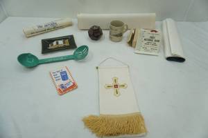 lot 177 image: Vintage Collectibles and Prints, Wall Hang of Sacred Heart Deacon Stole (partial) from the Avignon Collection