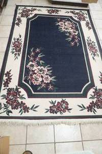 lot 222 image: 5x7 Area Rug. Navy Blue & Floral