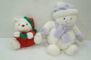 lot 314 image: 2001 Snowflake Plush Snowman, Plush Christmas Bear (like new condition)