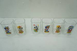 lot 349 image: Vintage Disney Square Shaped Drinking Glasses (McDonalds 2000)