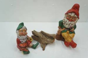 lot 355 image: Vintage Ceramic Garden Gnome Statues