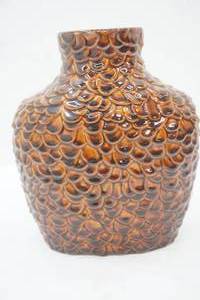lot 357 image: Ceramic Vase (textured pattern-leavesscales) 9 tall