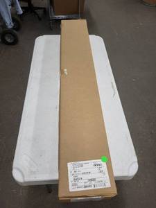 lot 1R image: Long Rectangular Cardboard Box with White Shipping Label - Warehouse Item