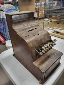 lot 2D image: National Vintage Cash Register - Wooden Cabinet, Mid-Century