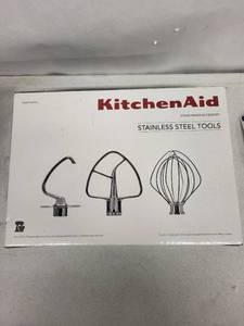 lot 4J image: KitchenAid Stand Mixer Attachments - 3-Piece Set includes 1 Stainless Steel and Two Coated Mixer Attachements
