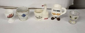 lot 7E image: Vintage Ceramic Egg Cups Set of 5 - Assorted Styles