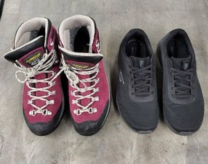 lot 7J image: Asolo Ladys Hiking Boots (MagentaBlack) and Skechers Sneakers (Black) - US 6.5