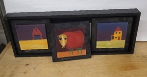 lot 10H image: Daniel B. Lager Triptych Framed Mini-Paintings (3 Panels) - Signed
