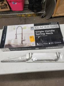 lot 11R image: Glacier Bay - Stainless Steel Single Handle Spring Neck Kitchen Faucet