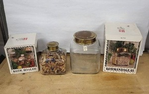 lot 16H image: Baltic Sea Glass & Kbmandsglas Jars - Spice Jar Set, Brass Lids