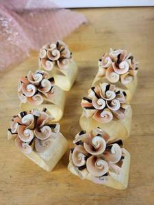 lot 21D image: B. Altman & Co Capiz Shell Napkin Rings - Made in Philippines (Lot of 6)