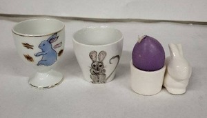 lot 21E image: Vintage Bunny Egg Cups - Porcelain Set (Lot of 4)