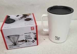 lot 23J image: Zwilling Pour Over Dripper Size 02 (1-4 cups) & Sip Swell Travel Mug