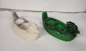 lot 26E image: Duck-Shaped Egg Cups (Lot of 2) - Vintage Ceramic Egg Holders