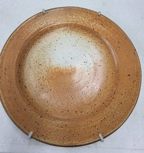 lot 29H image: Charles Halling Pottery Plate - Speckled Orange-Brown Glaze, 12in Diameter