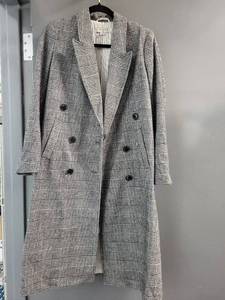 lot 32J image: Nili Lotan Glen Plaid Wool Coat - Double-Breasted Long Overcoat (Women)