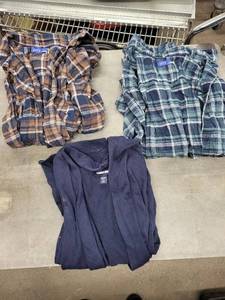 lot 34J image: APT.9 Flannel Shirts (L & M) & Lands End Cardigan (XSP)