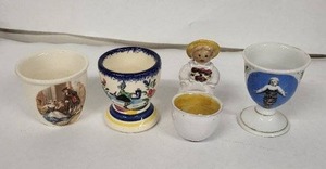 lot 35E image: Sandland Ware Ltd England Vintage Egg Cups - Hand-Painted Ceramic (Lot of 5)