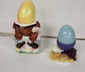 lot 41E image: Humpty Dumpty Egg Cup and Second Egg Cups - Vintage Ceramic Pair (Lot of 2)