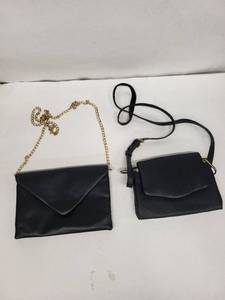 lot 42J image: Black Leather Envelope Crossbody Bags (Lot of 2)