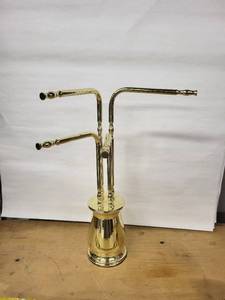 lot 46D image: Brass 3-Arm Gooseneck Candelabra Stand